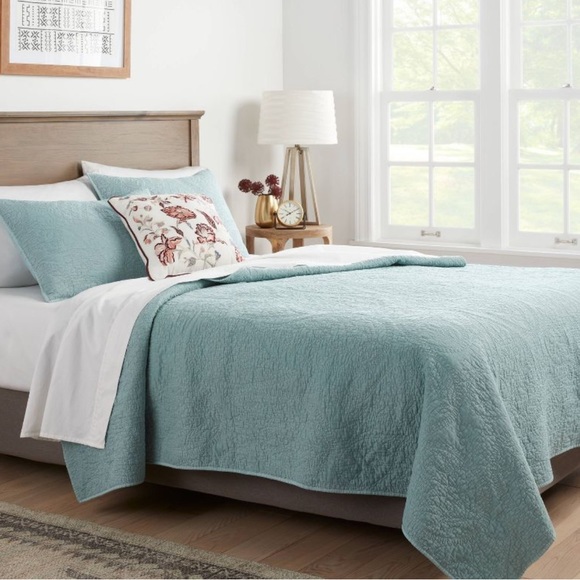 Threshold Bedding King Garment Washed Paisley Stitch Quilt